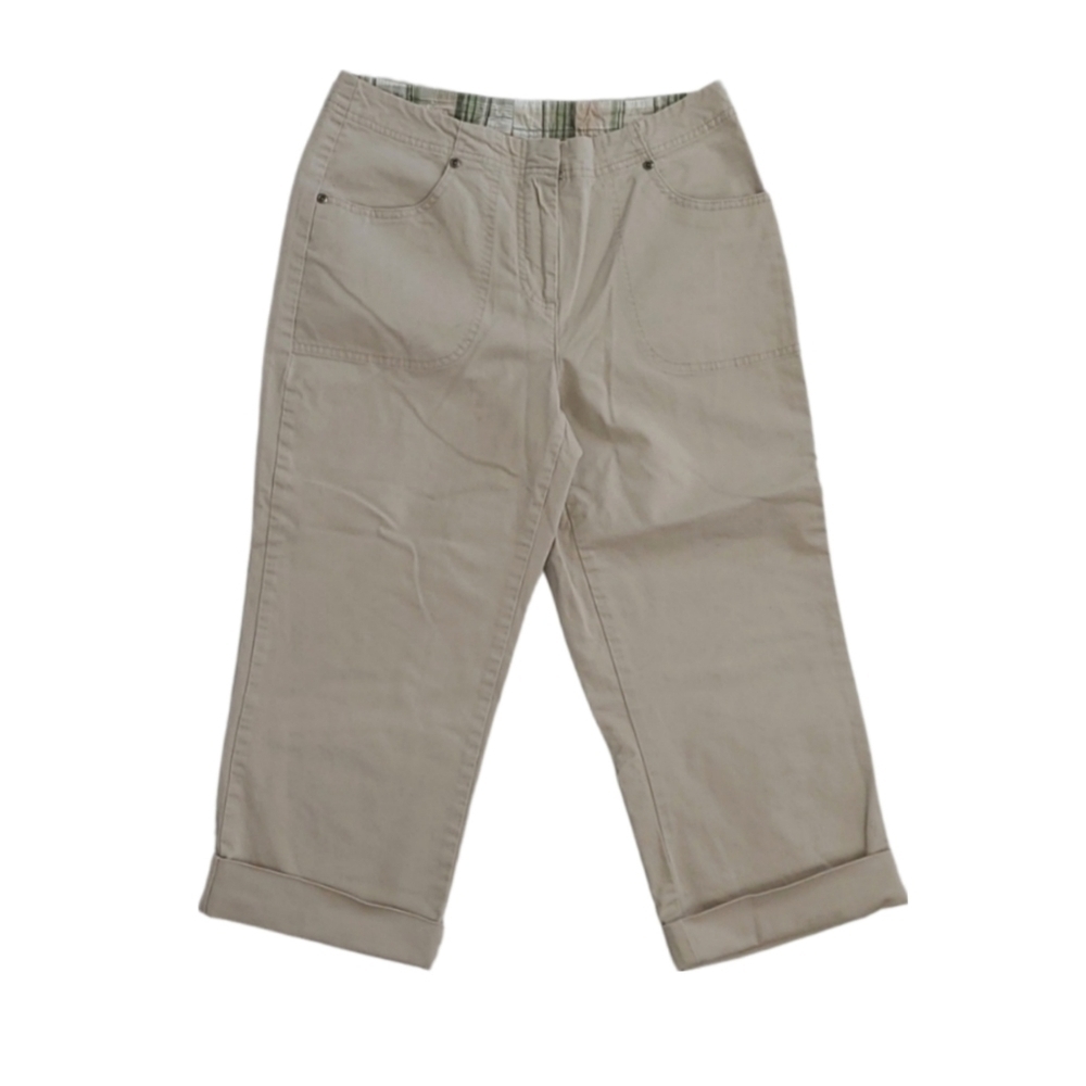 French Laundry Cuffed Neutral Crop Pant in Beige Cream, Size 6